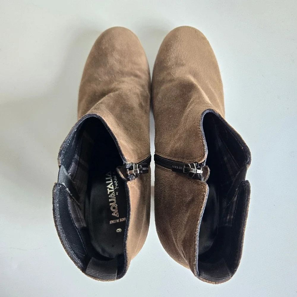 Aquatalia by Marvin K Brown Suede Ankle Boots Made in Italy Women 9 Round Toe
